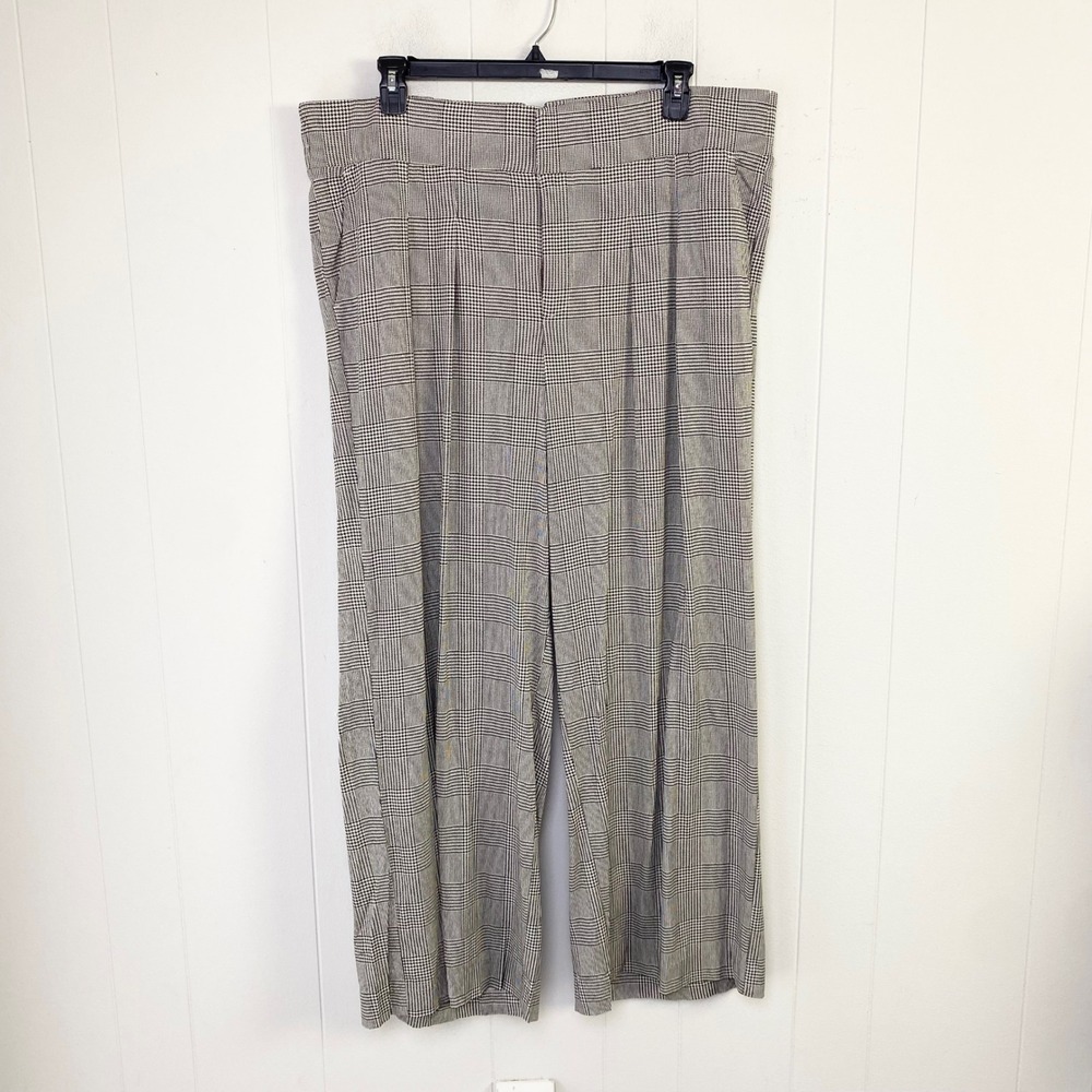 Torrid Glen Plaid Wide Leg Cropped Pants Black White High Rise 20R